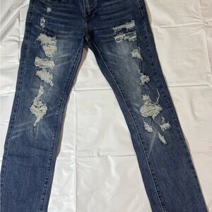 Urban Heritage Distressed Skinny Jeans in Blue
